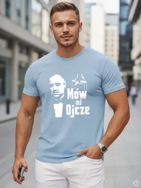 T-shirt klasyczny z nadrukiem Dstreet błękitny