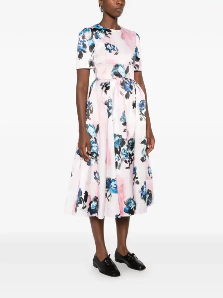 Rochie midi Stine Goya cu model floral cu imagine roz
