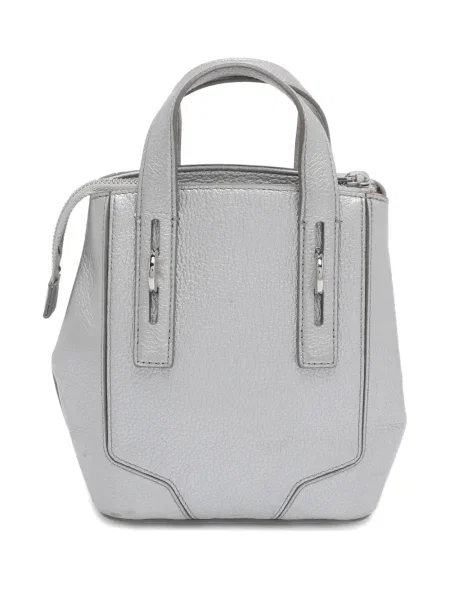 Geanta de piele Furla cu perle din piele argintiu
