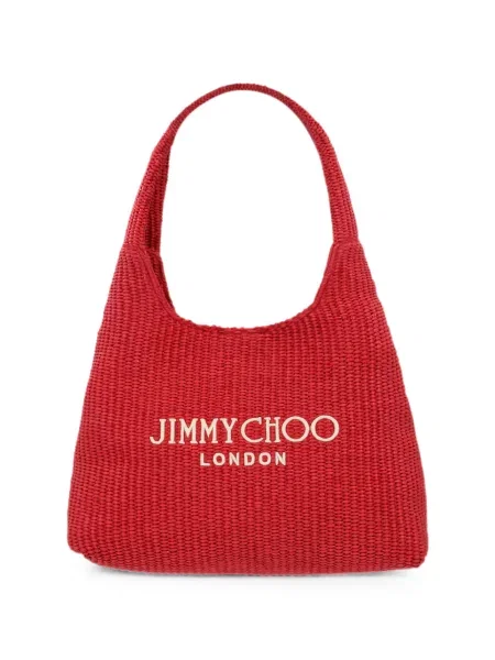 Geantă shopper Jimmy Choo cu broderie roșu