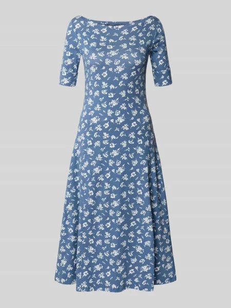 Sukienka midi z dekoltem w łódkę model ‘MUNZIE’ Lauren Ralph Lauren błękitna