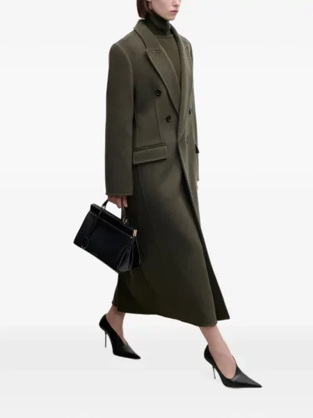 Вълнено двуредно палто Victoria Beckham зелено