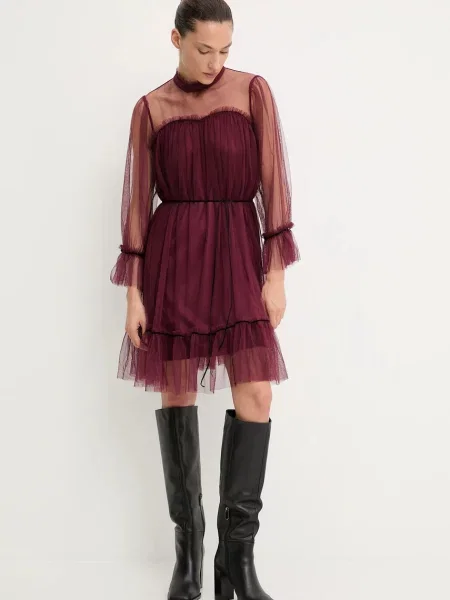 Платье мини Answear.lab клеш бордовое