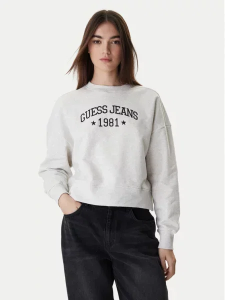 Dukserice Guess Jeans sa dugačkim rukavima siva