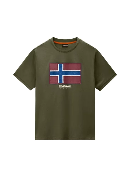 NAPAPIJRI Tricou FLAG TIKI albastru / oliv / roșu vin alb