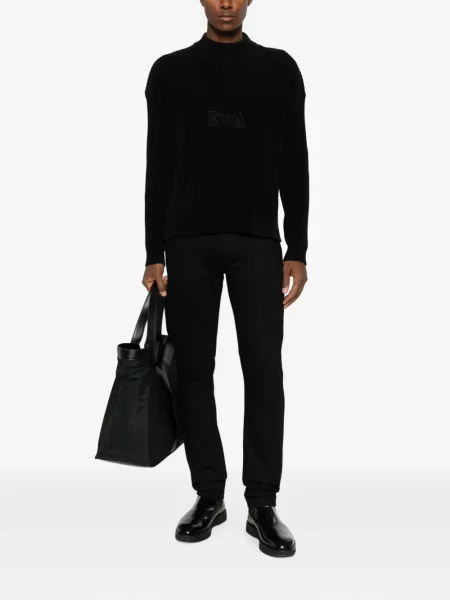 Пуловер Emporio Armani бродиран черно