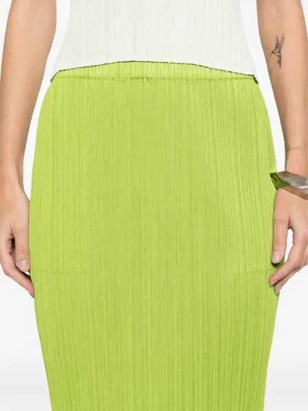 Fusta plisata Pleats Please Issey Miyake plisată verde