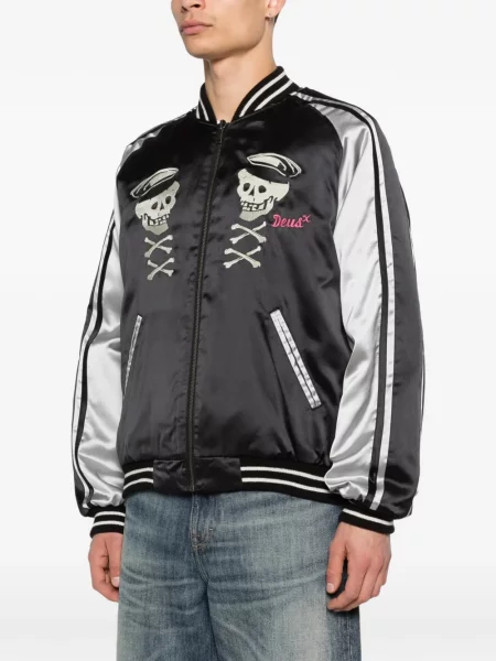 Geacă bomber Deus Ex Machina cu broderie negru