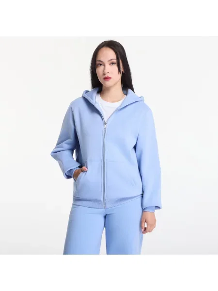 Суитшърт Urban Classics Fluffy Zip Hoody Powder Blue S синьо