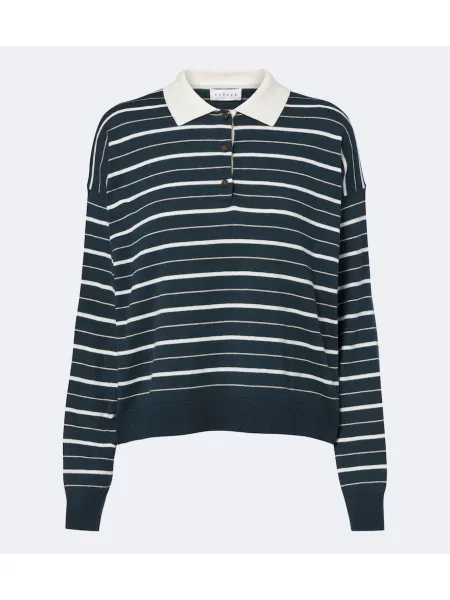 Tricou polo Velvet din cașmir cu dungi
