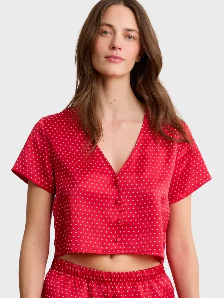 Топ Etam в горошек красный