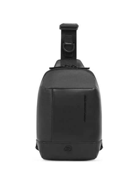 Geantă crossbody Piquadro cu autograf negru