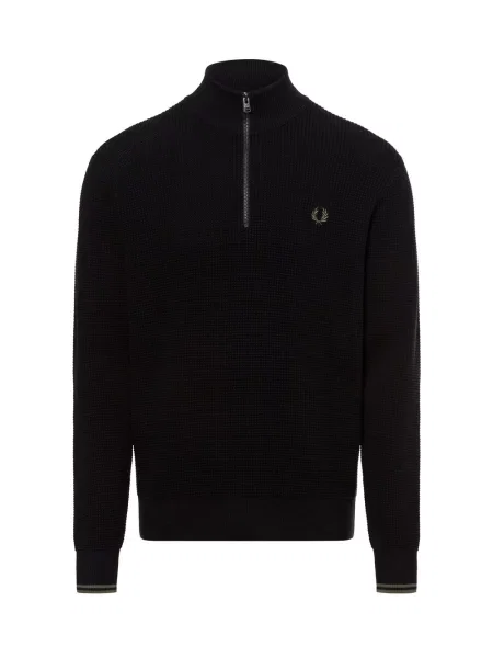 Fred Perry Sweter Typu Troyer schwarz czarny