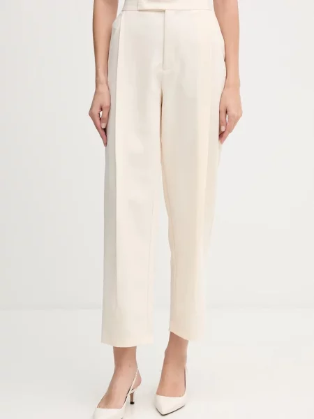 OUI pantaloni fason tigareta high waist bej