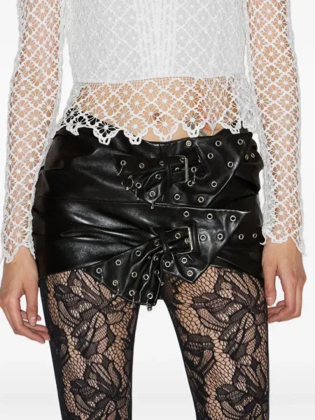 Spódnica skórzana Isabel Marant na sprzączkę czarna