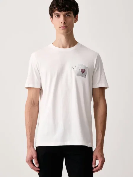 HUGO Tricou Dahr alb