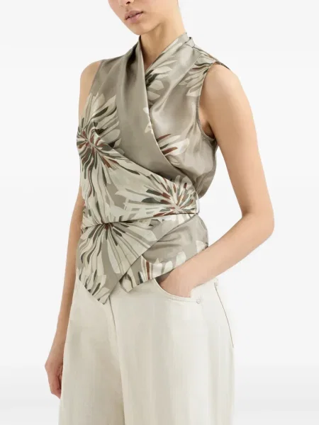 Kamizelka Brunello Cucinelli w kwiatki z nadrukiem