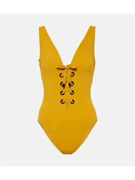 Šněrovací krajkové plavky Karla Colletto žluté