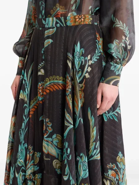 Fusta maxi Etro cu model floral cu imagine negru