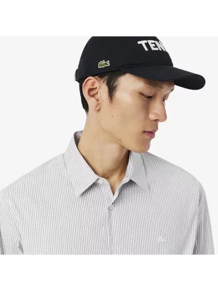 Lacoste Koszula Slim Fit W Paski Z Elastycznej Popeliny biały