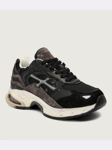 Premiata Sneakers SHARKYD cu adaos de piele negru