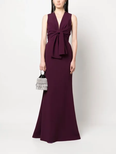 Костюм сукман Elie Saab без ръкави с V-образно деколте виолетово