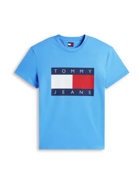 Tommy Jeans Tricou bleumarin / azur / roșu alb