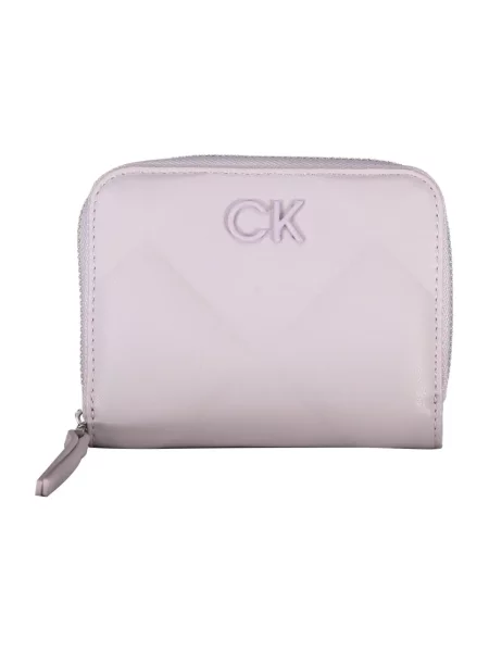 Lniany portfel Calvin Klein elegancki fioletowy