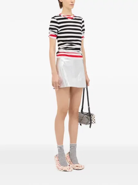 Mini fusta mini Msgm cu dungi mini argintiu