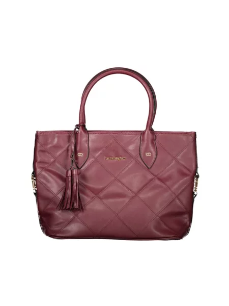 Lniana duża torebka Laura Biagiotti czerwona