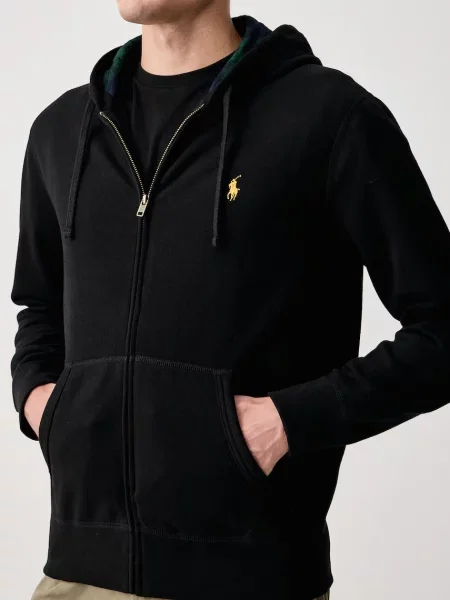 Polo Ralph Lauren кофта на застібці з капюшоном з бавовною