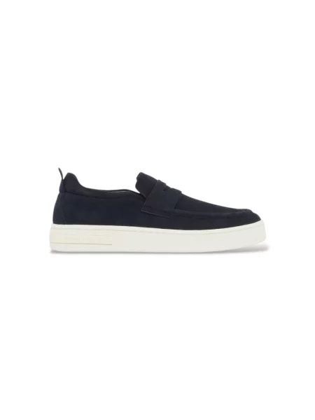 Sneakersy Armani Exchange zamszowe wsuwane niebieskie