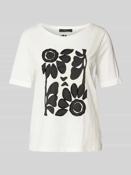 T-shirt zdobiony kamieniami Oui biała