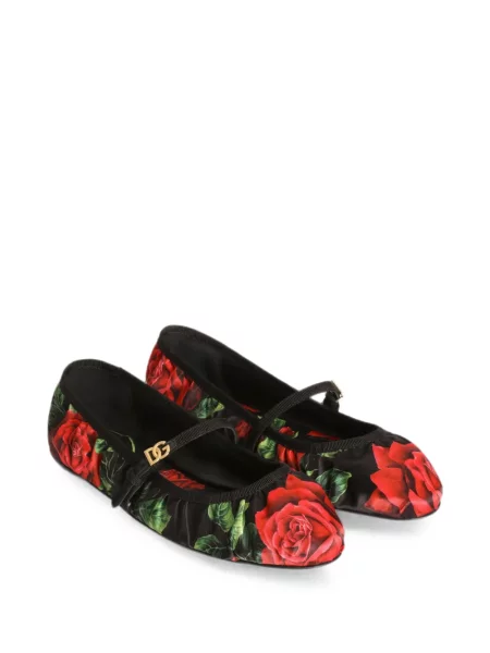 Σατέν μπαλαρίνες Dolce & Gabbana με σχέδιο μαύρο