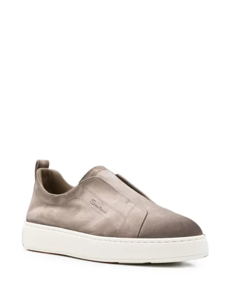 Sneakerși Santoni din piele de căprioară gri