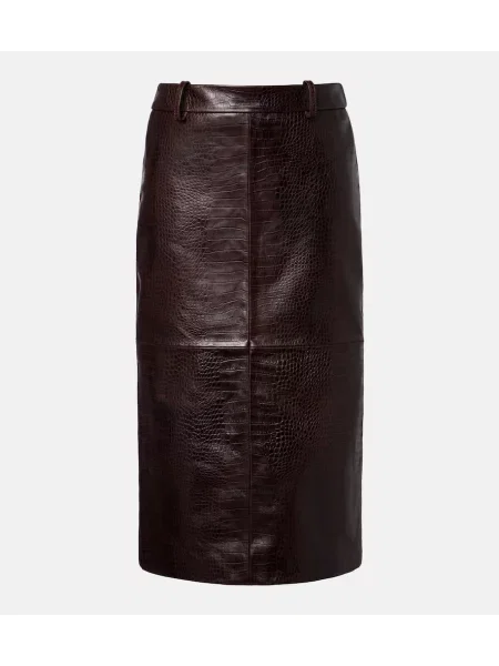 Teacă fustă din piele The Frankie Shop maro