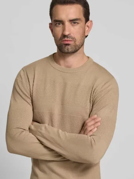 Sweter z dzianiny z prążkowanymi wykończeniami Lindbergh