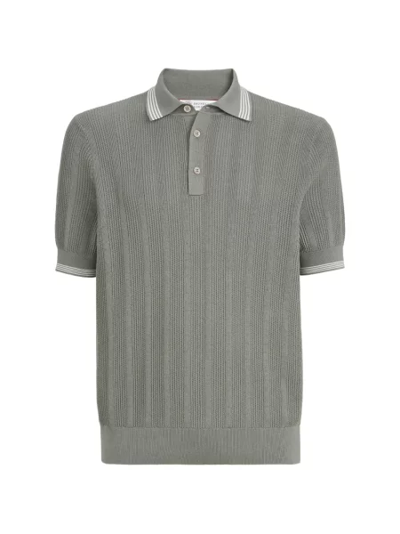 Tricou polo Brunello Cucinelli tricotate gri
