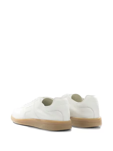 Fűzős bőr sneaker Santoni fehér