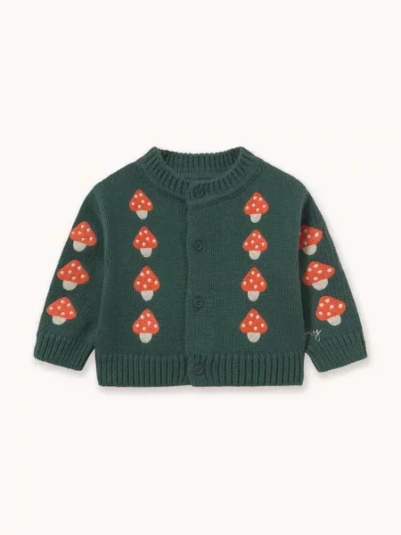 Tinycottons kardigán detský MINI MUSHROOMS BABY CARDIGAN zelená