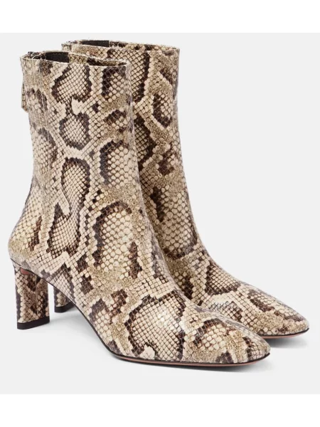 Usnjene čevlji do gležnjev Aquazzura s kačjim vzorcem