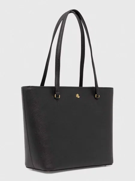 Geanta de piele Lauren Ralph Lauren din piele negru