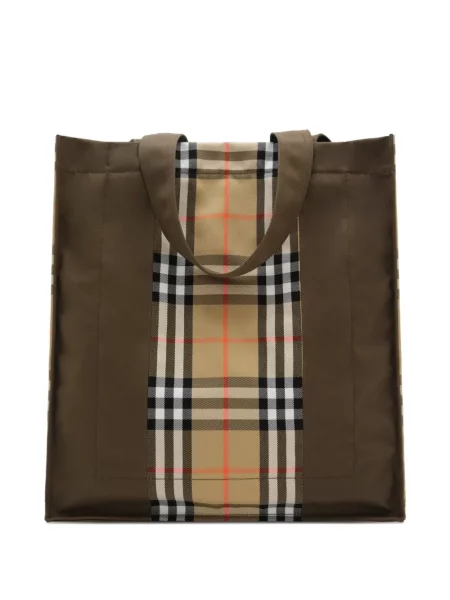 Geantă Burberry în carouri maro