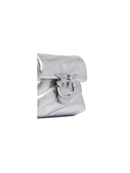 Pakabukas PINKO Airpods Love Puff Microfiber Shiny Calf AI PCPL sidabrinė
