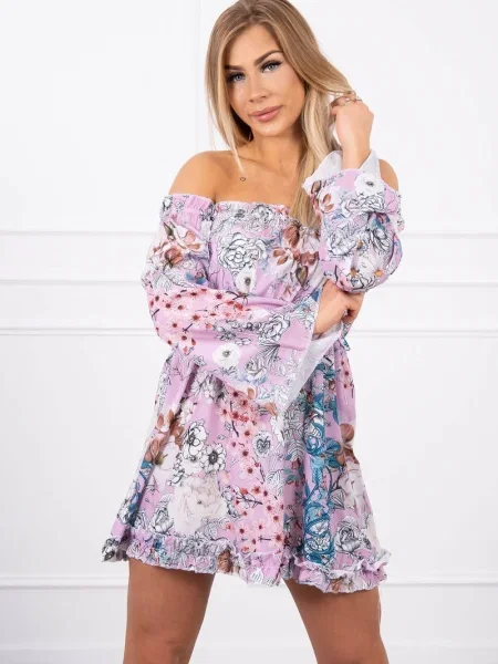 Rochie Kesi cu model floral de costum violet