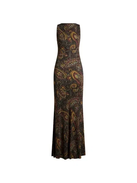 Lung rochie Etro cu model floral negru