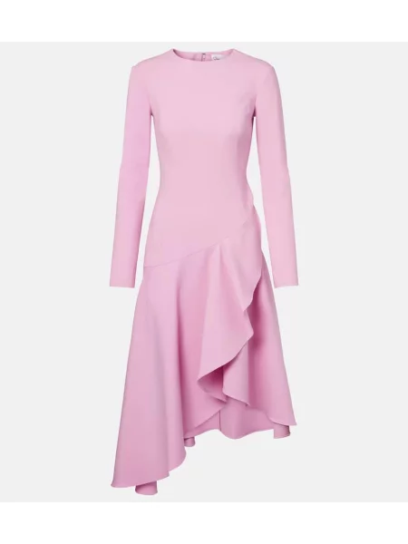 Sukienka koktajlowa Oscar De La Renta wełniana asymetryczna garniturowa różowa