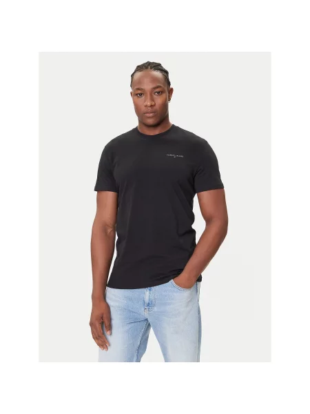 Tommy Jeans T-Shirt Linear Chest Slim Fit μαύρο