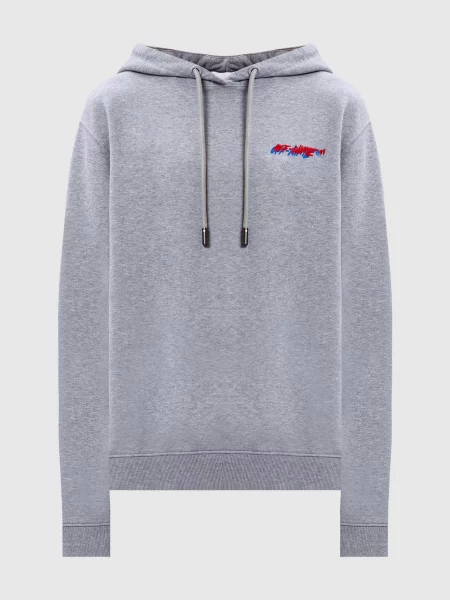 Меланжеве худі з вишивкою логотипа Off-white сіре