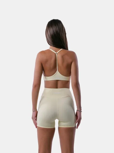 Stanik sportowy z plecami Y na jogę i pilates – Encore – Butter żółty